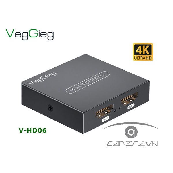 Bộ chia HDMI 1 ra 2 VegGieg V-HD06 hỗ trợ 4k-UHD