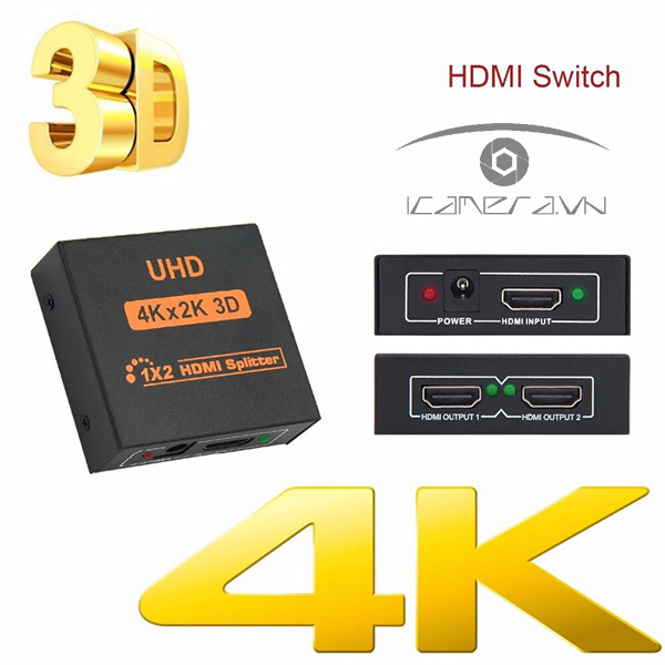 Bộ chia HDMI 1 ra 2 VegGieg V-HD06 hỗ trợ 4k-UHD