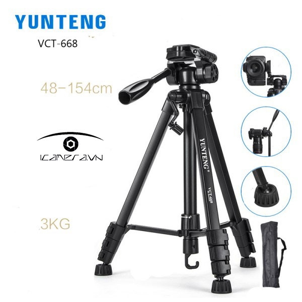 Chân tripod tay cầm Yunteng VCT-668 phụ kiện quay phim chụp ảnh cho DSLR