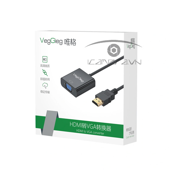 Thông số kỹ thuật Cáp chuyển đổi từ HDMI sang VGA (không audio) VEGGIEG VZ612