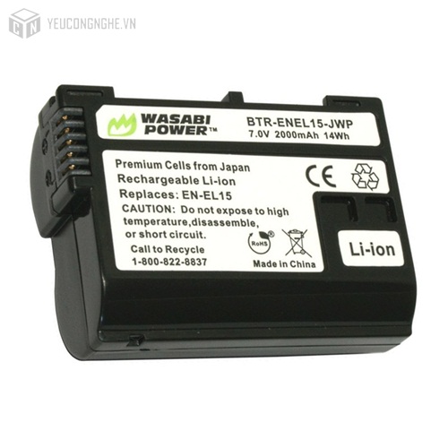 Bộ 1 pin 1 sạc cho máy ảnh Nikon EN-EL15 Wasabi