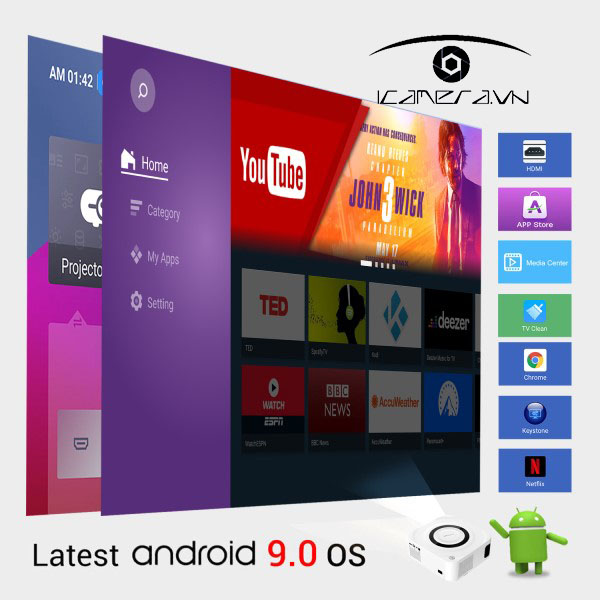 Máy chiếu mini Y9S hệ điều hành Android độ phân giải Full HD 1080P