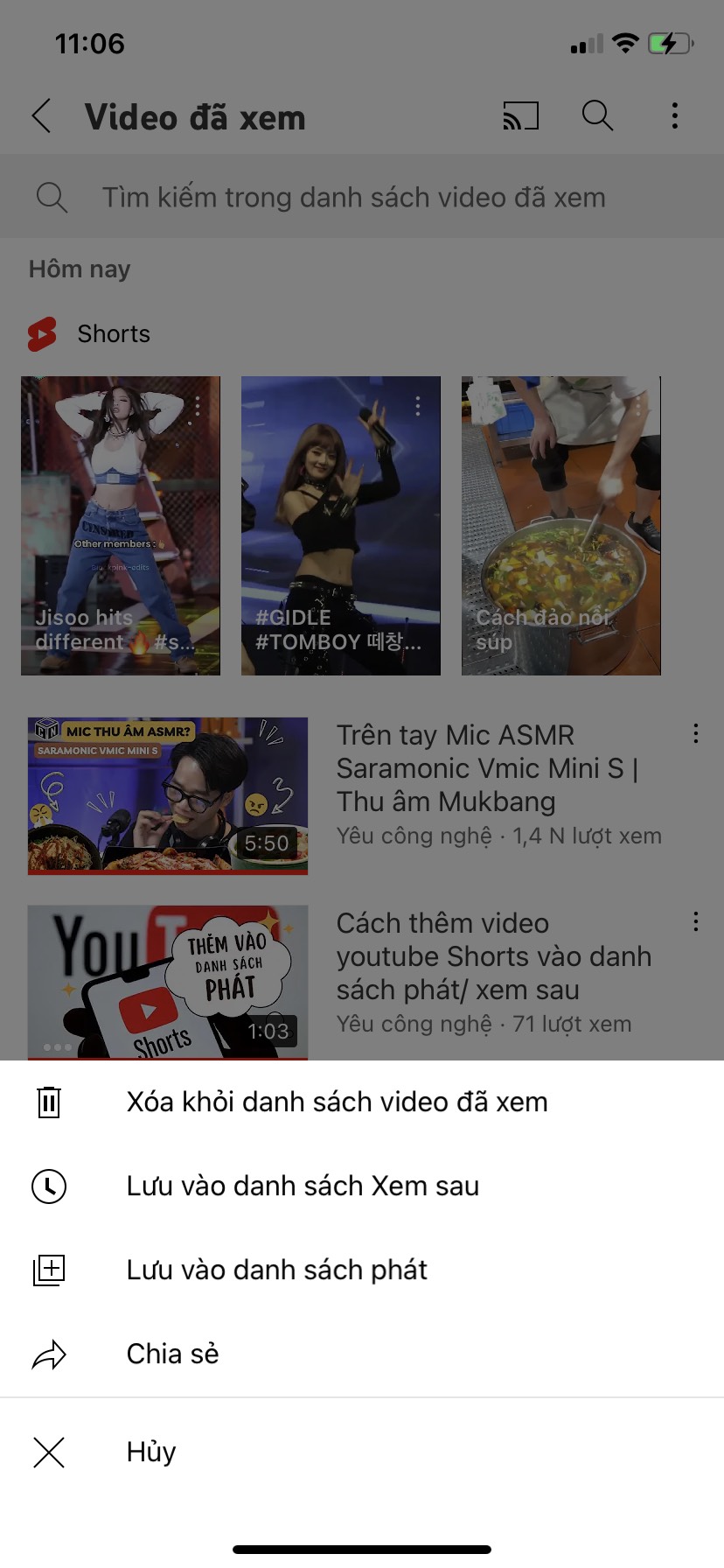 Cách thêm video youtube Shorts vào danh sách phát/ xem sau