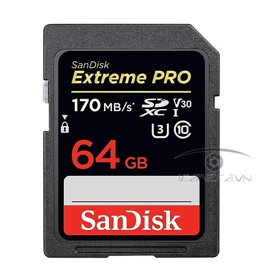 Thẻ nhớ SanDisk 64G Extreme Pro SD tốc độ 170Mb/s SDSDXXY-064G-GN4IN