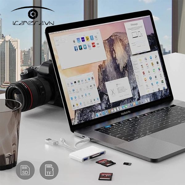 Đầu đọc thẻ nhớ đa năng ba cổng Type-C Lightning và USB