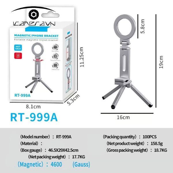 Chân kẹp điện thoại đa năng RT-999A bỏ túi gấp gọn