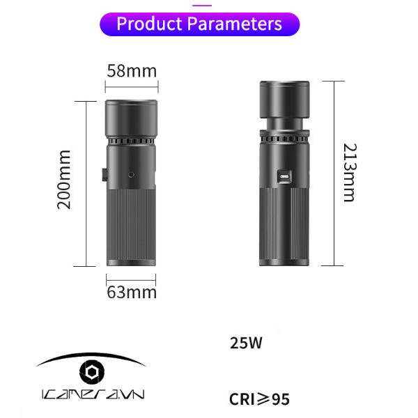 Đèn pin Led 4 màu 25W tạo hiệu ứng ánh sáng