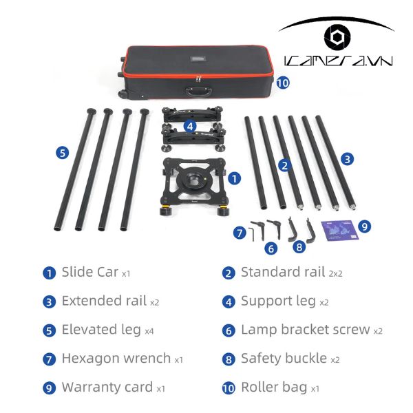Slider Dolly cho máy quay đa năng 3 thanh 80cm Greenbull BX200