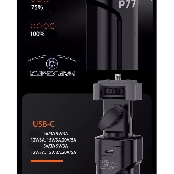 Pin cầm tay P77 cấp nguồn đèn quay phim chụp ảnh