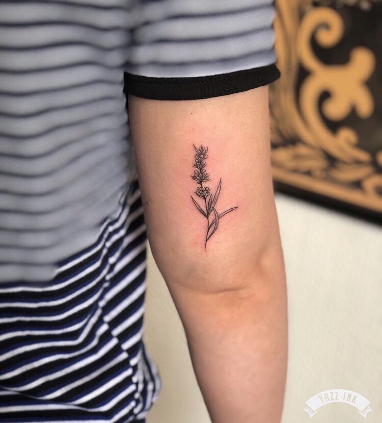 Little Tattoos  Illustrative lavender flower tattoo on the ankle