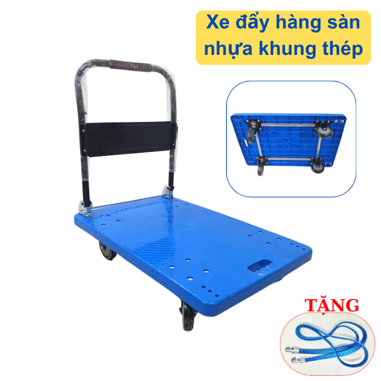 Xe đẩy hàng 4 bánh sàn nhựa gấp gọn 200-250kg TS-200N
