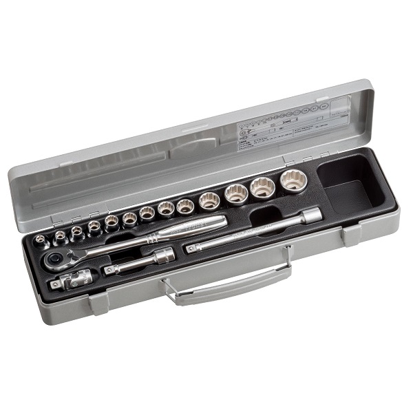 Hộp đầu khẩu và cần vặn TONE 17 chi tiết 3/8