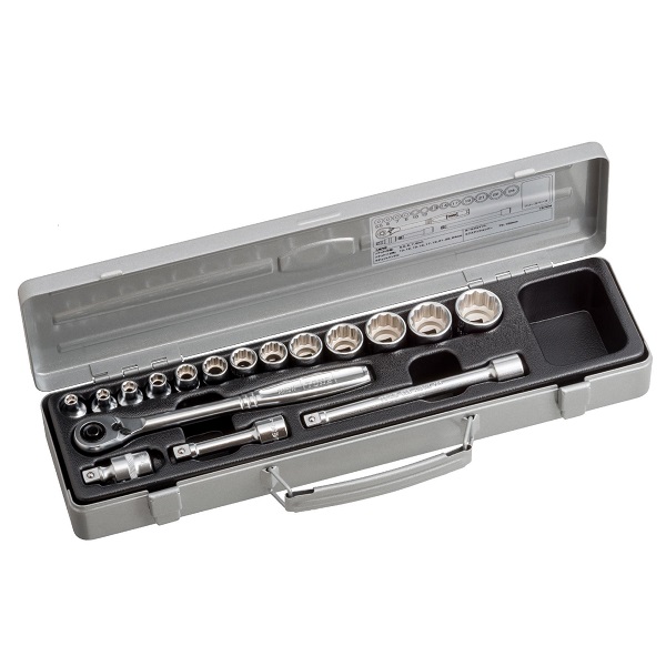 Hộp đầu khẩu và cần vặn TONE 17 chi tiết 3/8