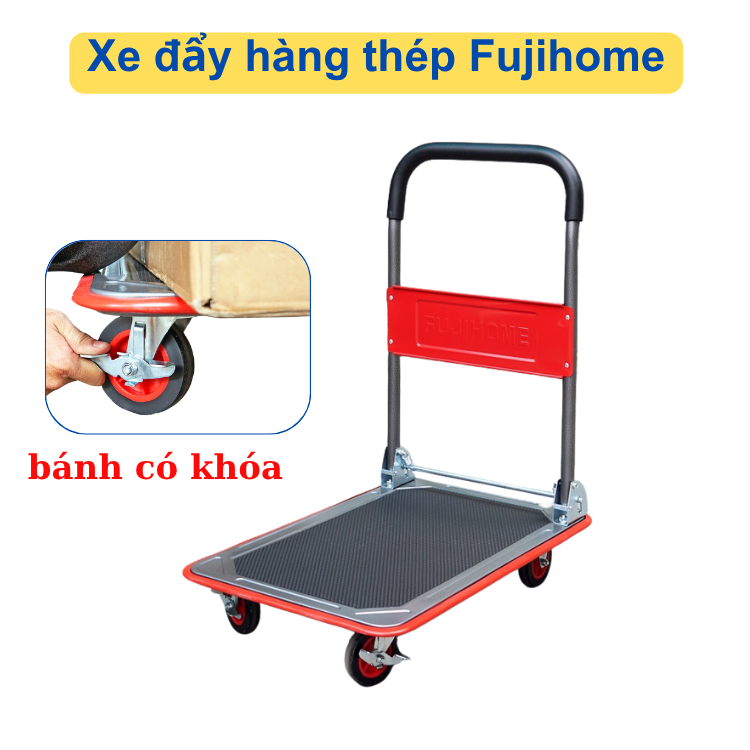 Xe đẩy hàng 4 bánh sàn thép Fujihome SH-150N