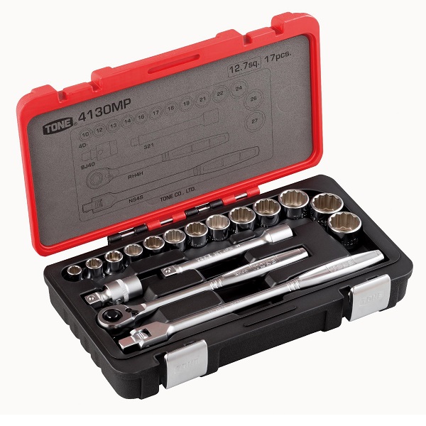 Hộp đầu khẩu và cần vặn TONE 17 chi tiết 1/2