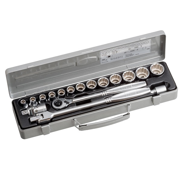 Hộp đầu khẩu và cần vặn TONE 17 chi tiết 1/2