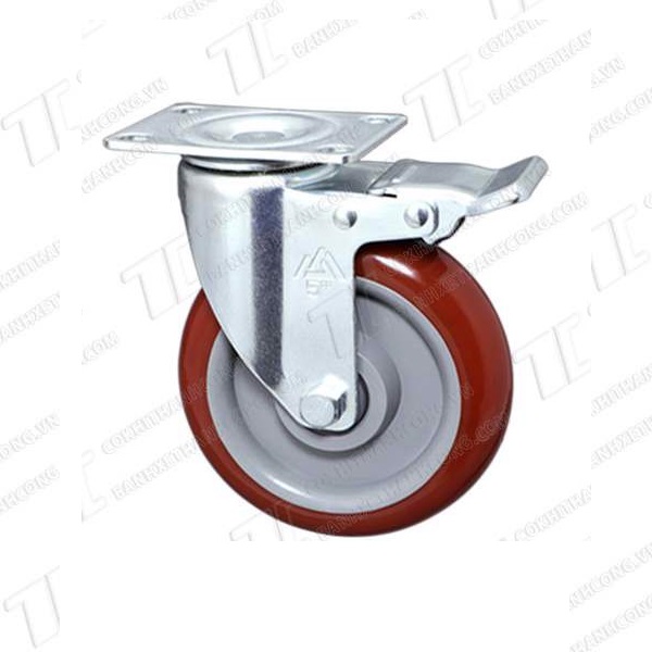 Bánh xe đẩy BIA125 nâu khóa (125mm)