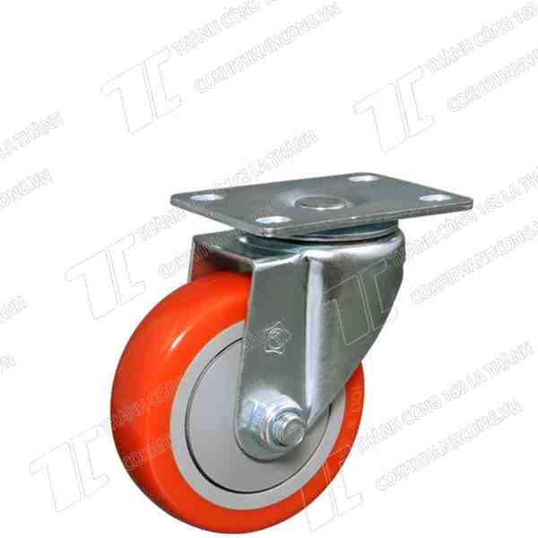 Bánh xe đẩy HB 100 PU nhựa đỏ Quay