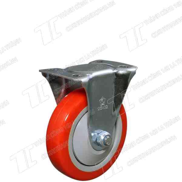 Bánh xe đẩy HB 125 PU nhựa đỏ Tĩnh