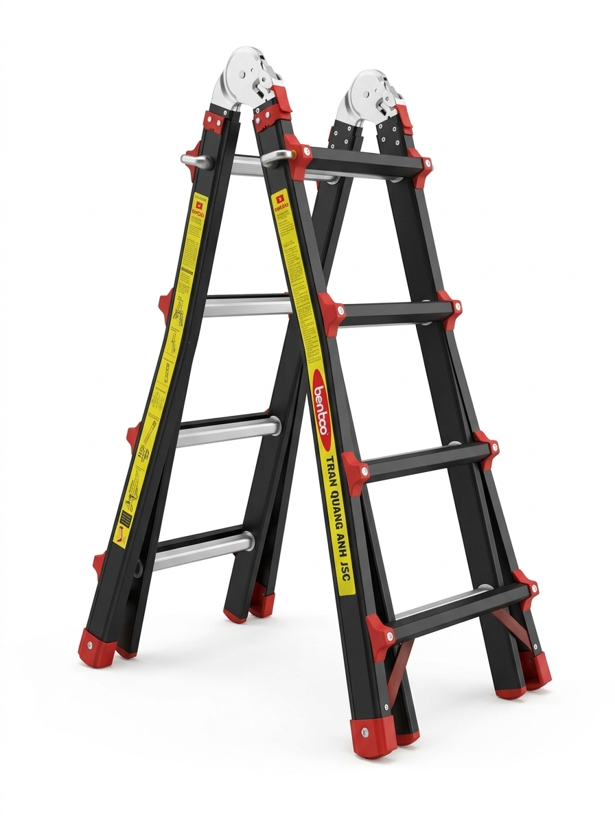 Thang nhôm gấp (rút lồng) đa năng Benboo BB-44G 4 bậc khóa gạt