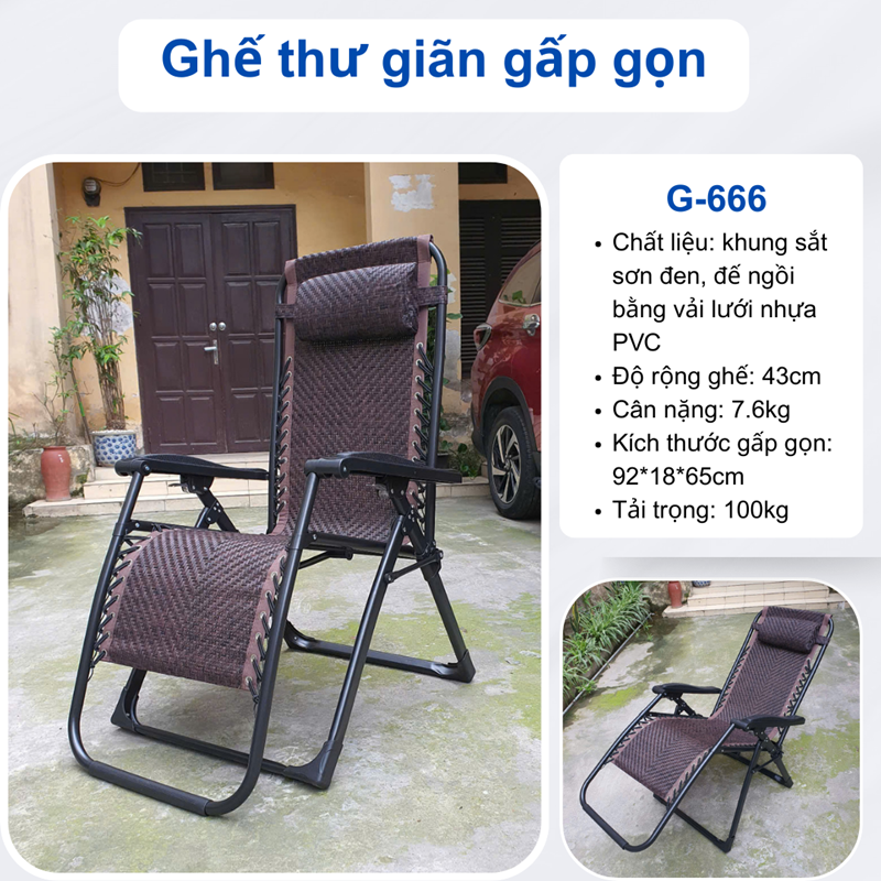 Ghế xếp thư giãn gấp gọn G-666