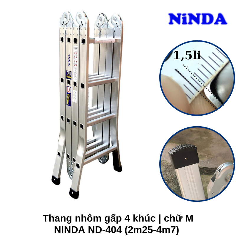 Thang Nhôm Gấp Chữ M Ninda ND-404 (2.25m)