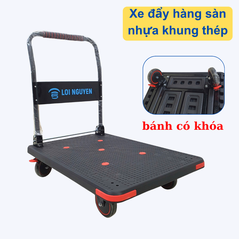 Xe đẩy hàng sàn nhựa cao cấp bánh chống ồn 300kg FD300ER