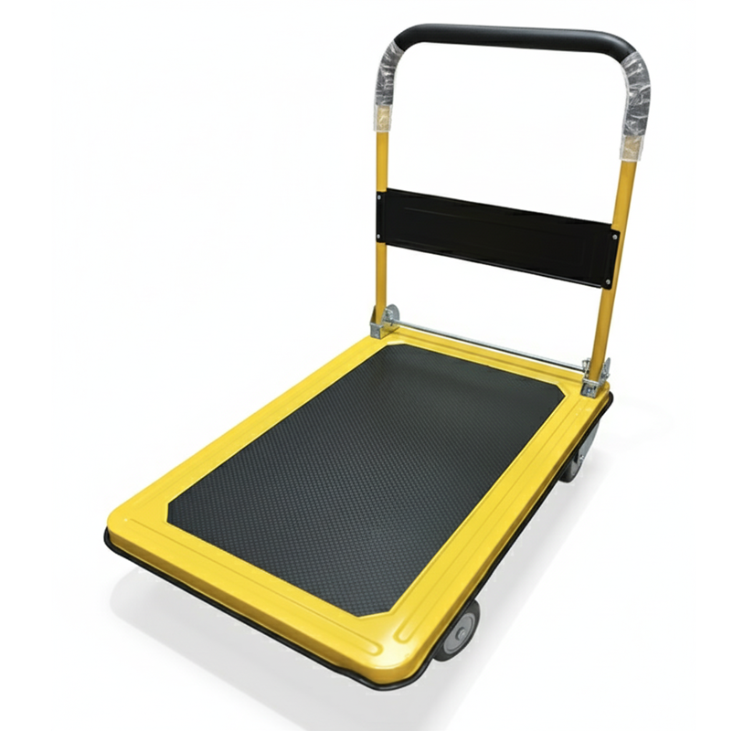 Xe đẩy hàng sàn thép 4 bánh vàng đen 300kg