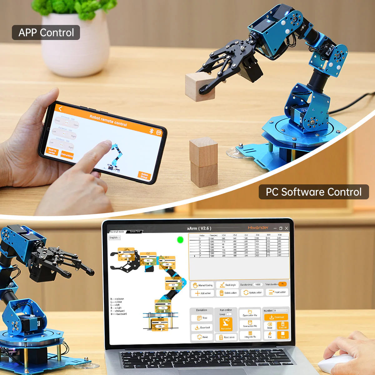 Hiwonder xArm UNO Robotic Arm with Arduino Secondary Development Sensor Kit (Cánh tay robot với bộ công cụ phát triển thứ cấp Arduino)