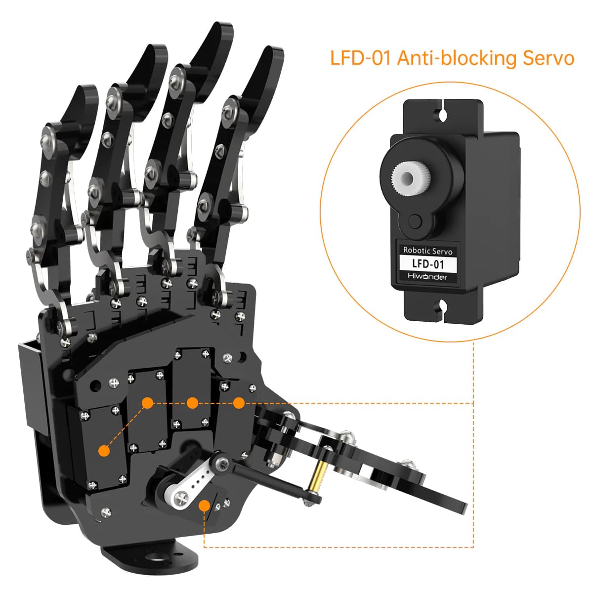 uHand: Hiwonder Robotic Hand Fingers Move Individually for Robot DIY (Bàn tay robot ngón tay di chuyển độc lập cho robot DIY)