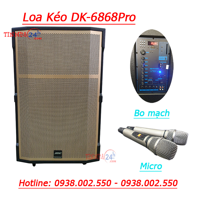 Loa kéo hát karaoke di động DK-6868Pro, công suất lớn