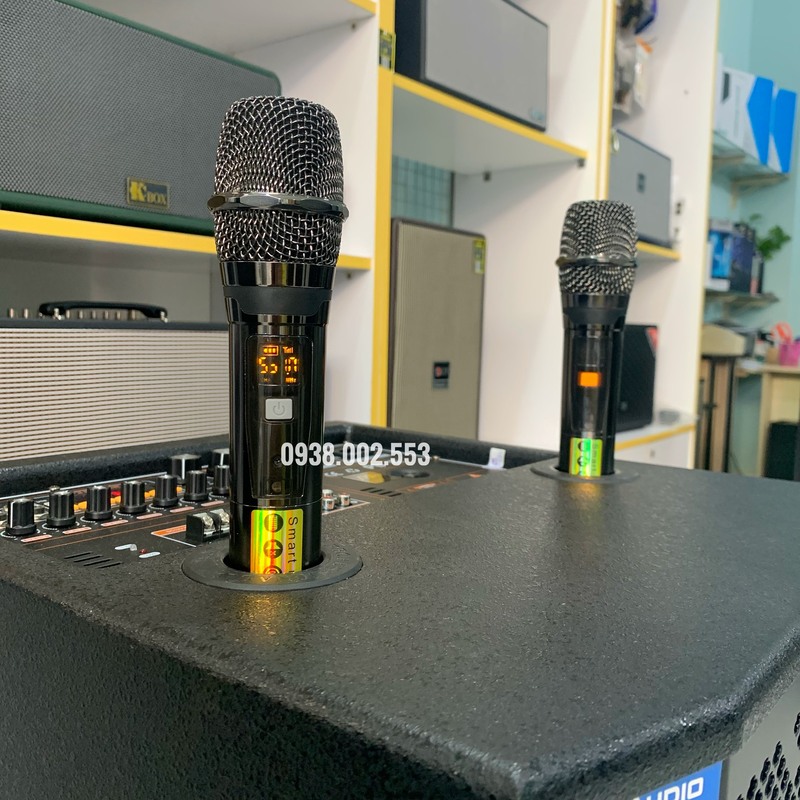 2 Micro Không dây Loa kéo hát Karaoke Nova W-1500 Plus