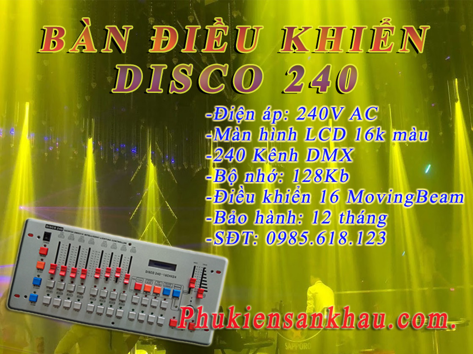 Bàn điều khiển Disco 240 được bán với giá rất rẻ tại phukiensankhau. Sản phẩm của chúng tôi là chính hãng và mới 100%. Bảo hành sản phẩm 1 năm. Đổi mới trong 7 ngày.