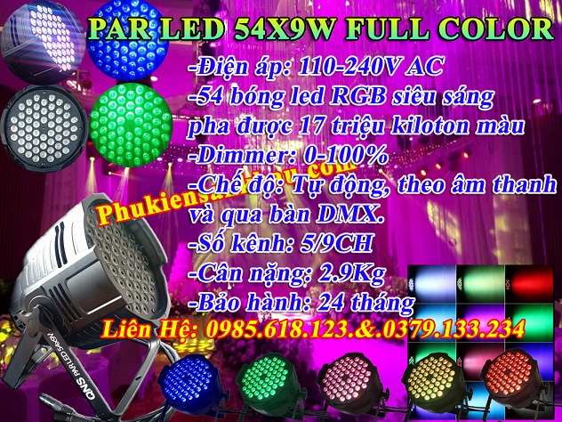 Par led 54x9W full Color giá rẻ tại phukiensankhau