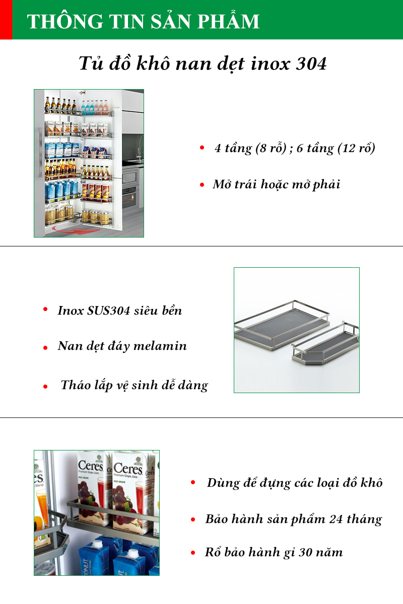 Tủ đồ khô nan dẹt inox 304