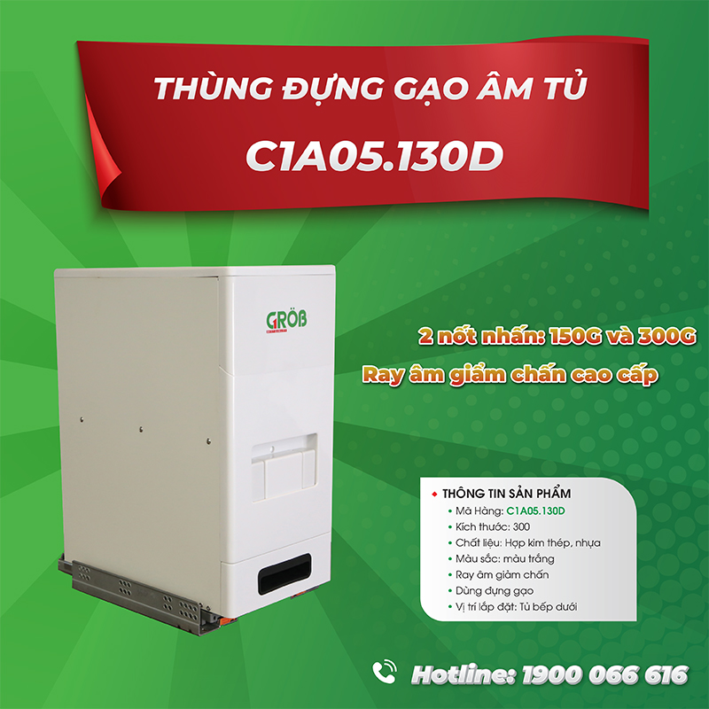 THÙNG ĐỰNG GẠO 2 NỐT NHẤN C1A05.130D