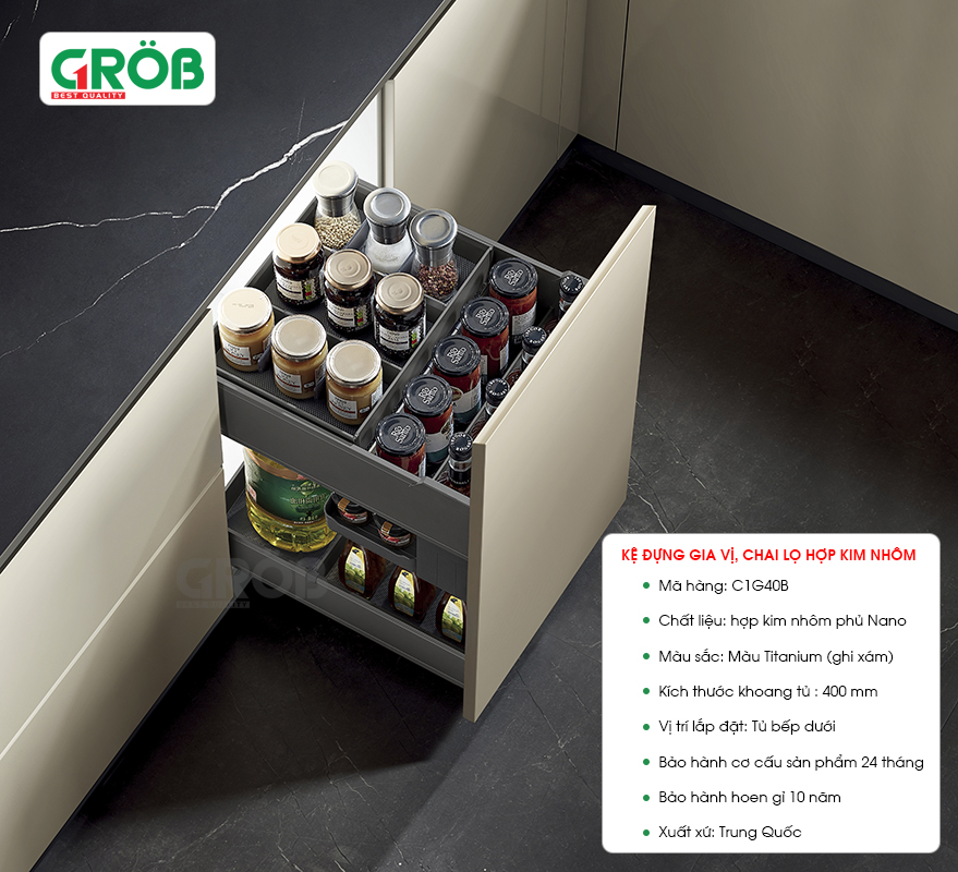 KỆ ĐỰNG GIA VỊ CHAI LỌ C1G30B, 35B, 40B