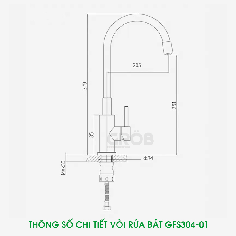 VÒI CONG TÙY CHỈNH GFS304-03B