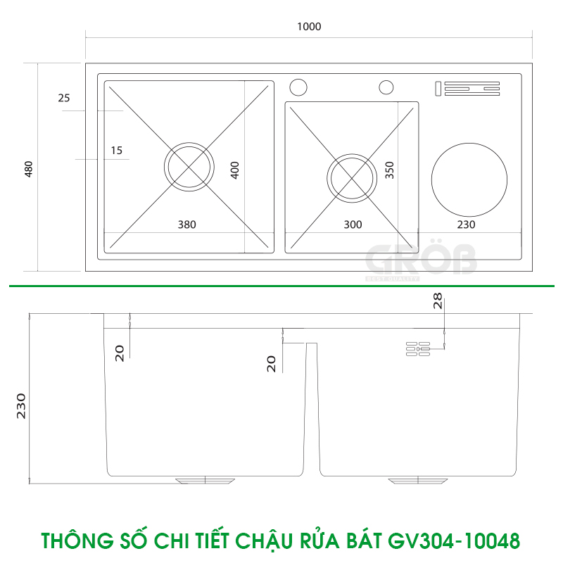 CHẬU RỬA BÁT GV304-10048