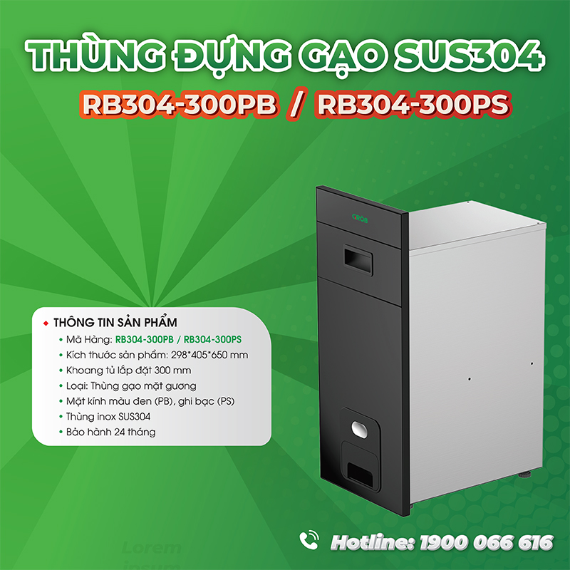 Thùng đựng gạo mặt gương SUS304