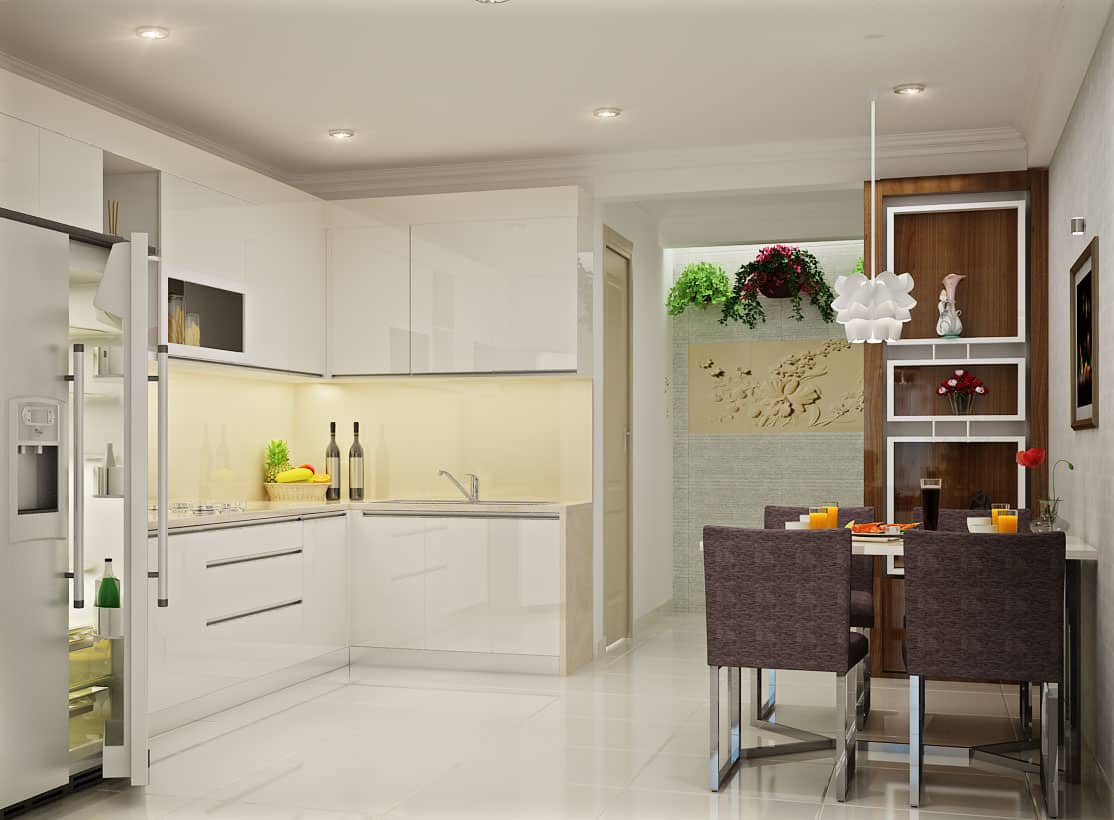 Tủ bếp kính màu trắng – Sự lựa chọn hoàn hảo trong không gian bếp