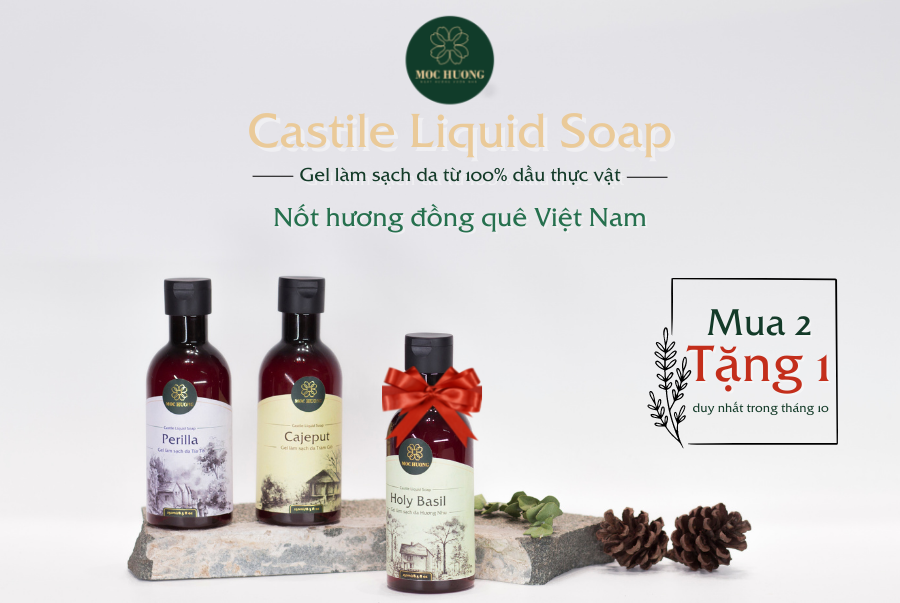 Ưu đãi mua 2 tặng 1 ra mắt bộ Castile Liquid Soap Mộc Hương