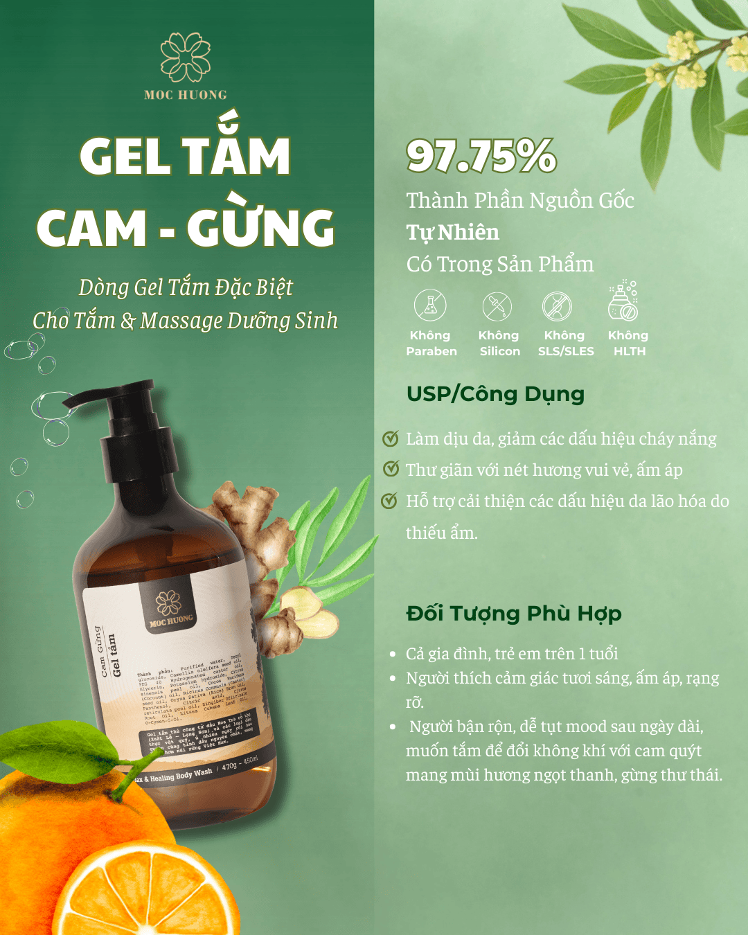 GEL TẮM CAM GỪNG