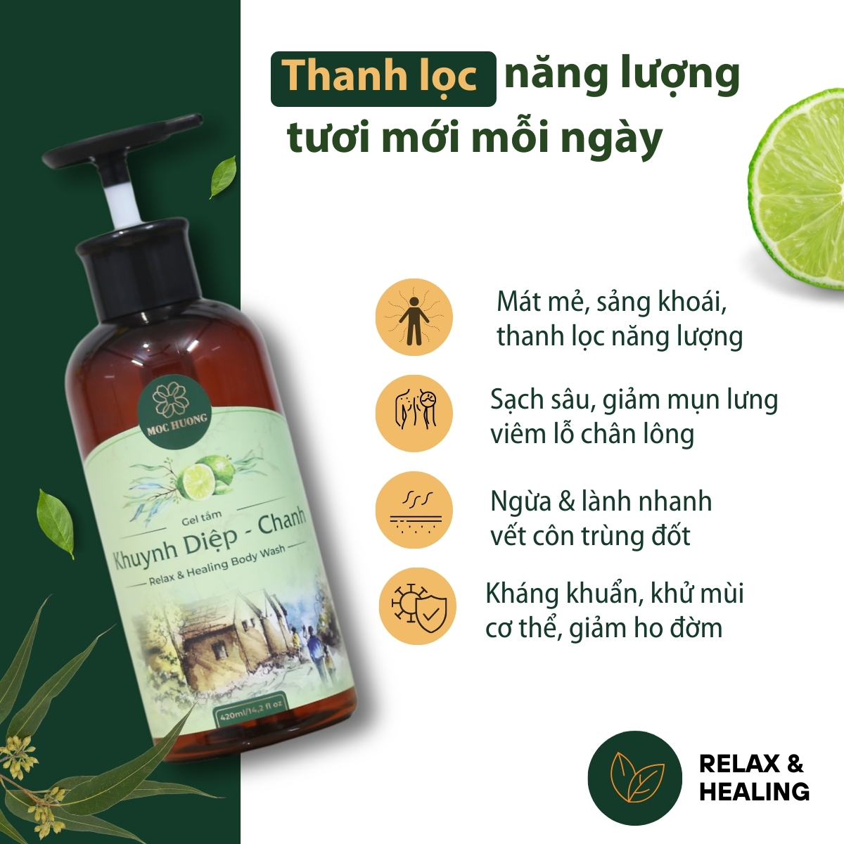 Gel tắm Khuynh diệp - chanh 420ml