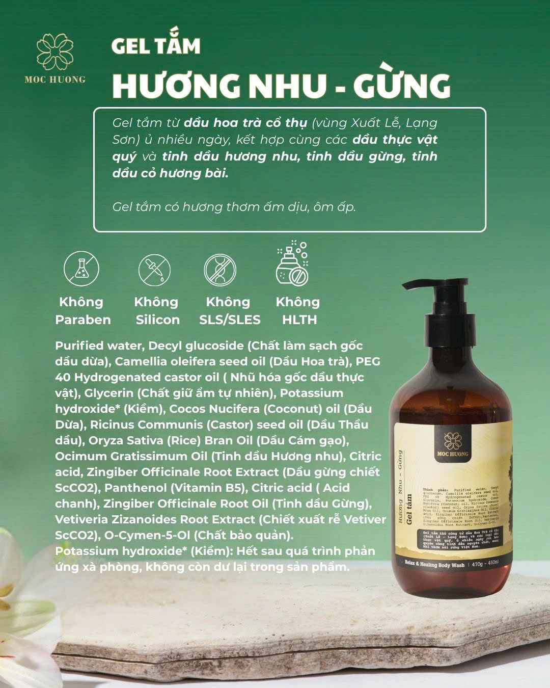 Gel tắm Hương Nhu - Gừng 470g