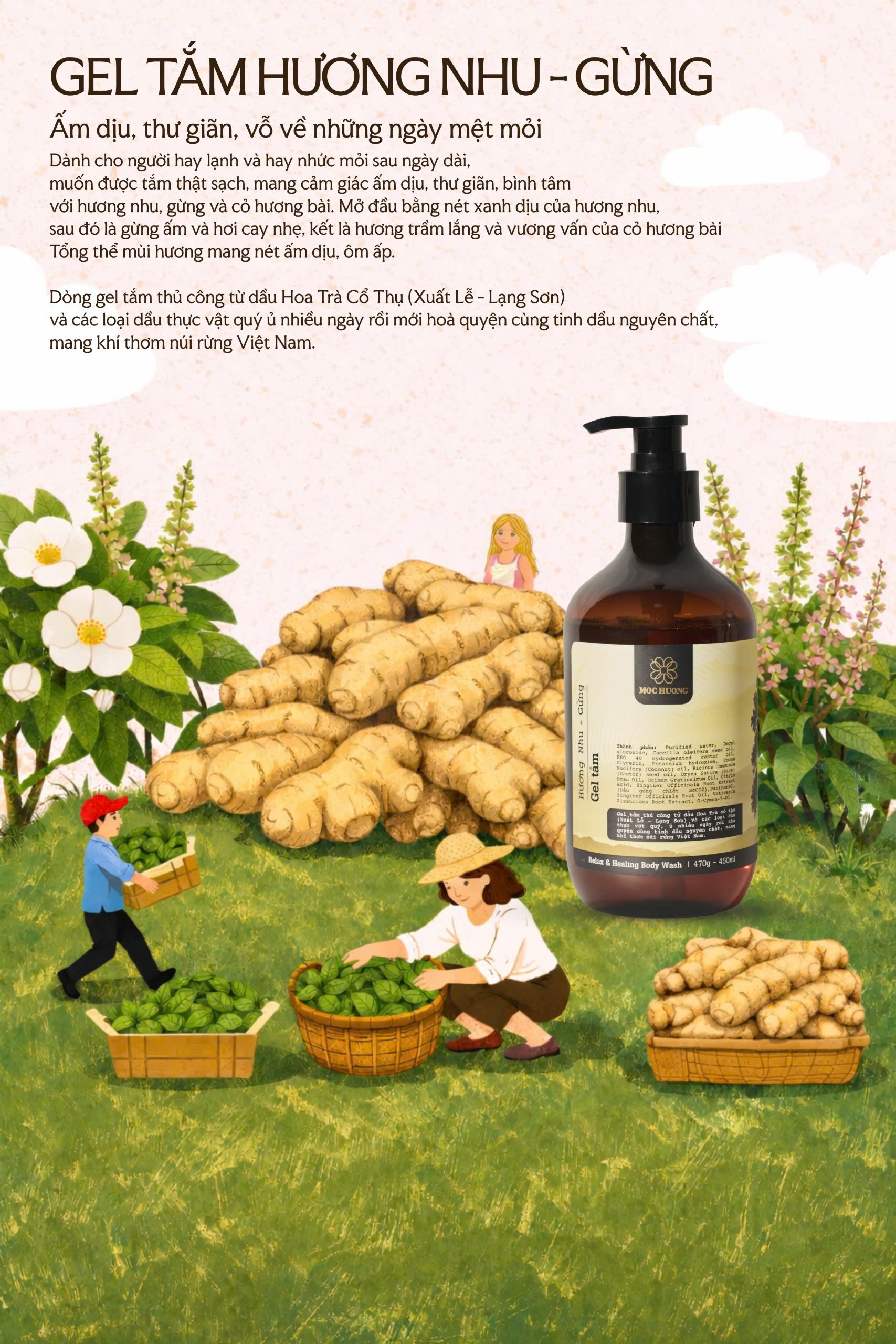 Gel tắm Hương Nhu - Gừng 470g