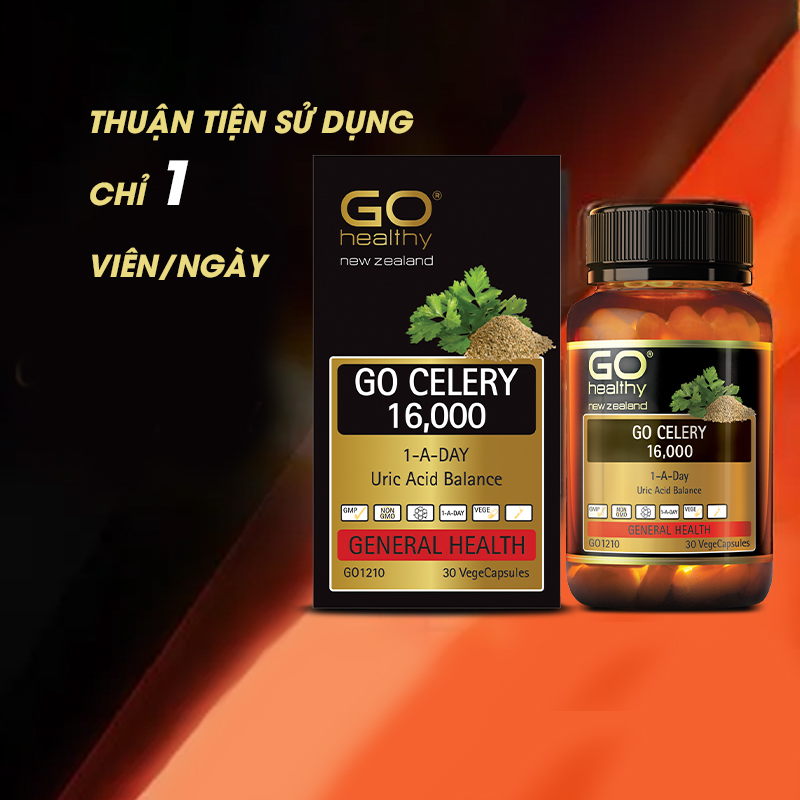 Bệnh gout mất hút với GO Celery 16000mg nhập khẩu chính hãng New Zealand