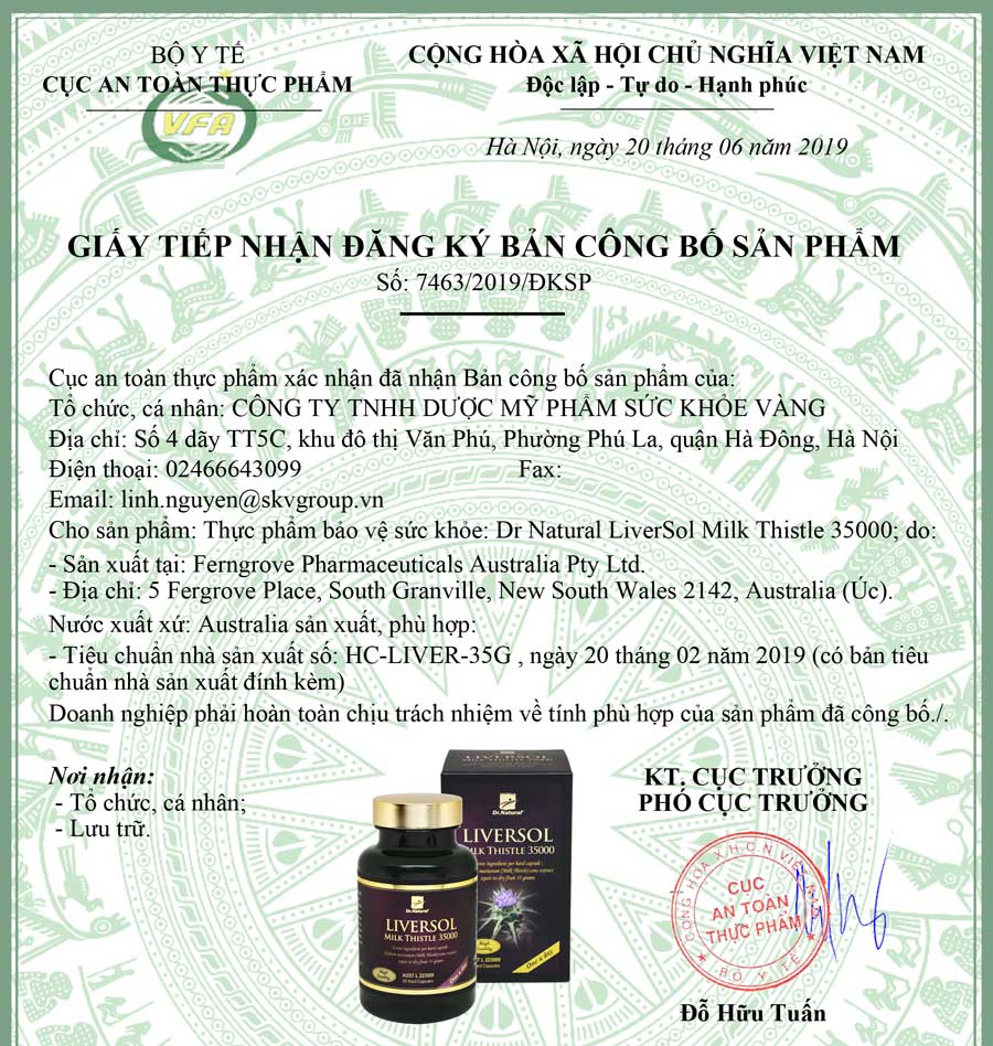 Bổ gan Úc Liversol Milk Thistle 35000