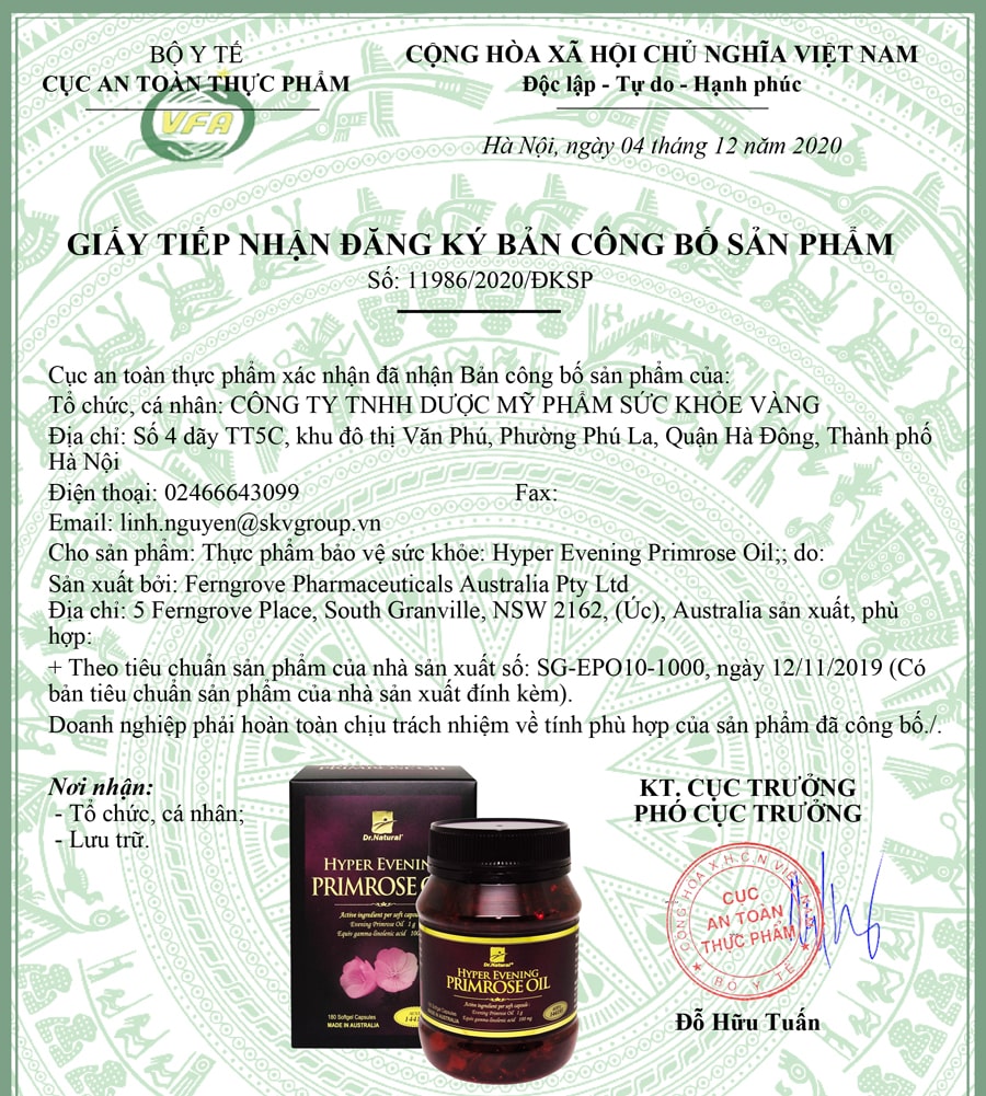 Viên uống bổ sung nội tiết nhập khẩu chính hãng từ Úc Hyper Evening Primrose Oil 180 viên