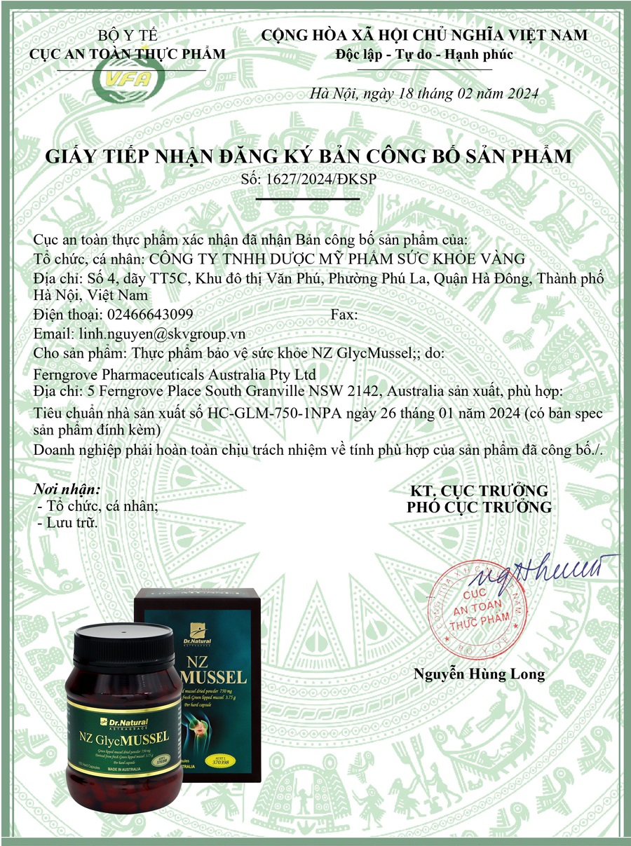 Viên khớp Vẹm Xanh Dr Natural NZ Glyc Mussel